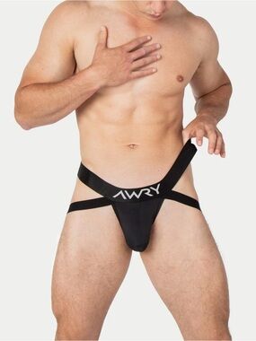 AWRY Apex Jock Thong in Black, Large